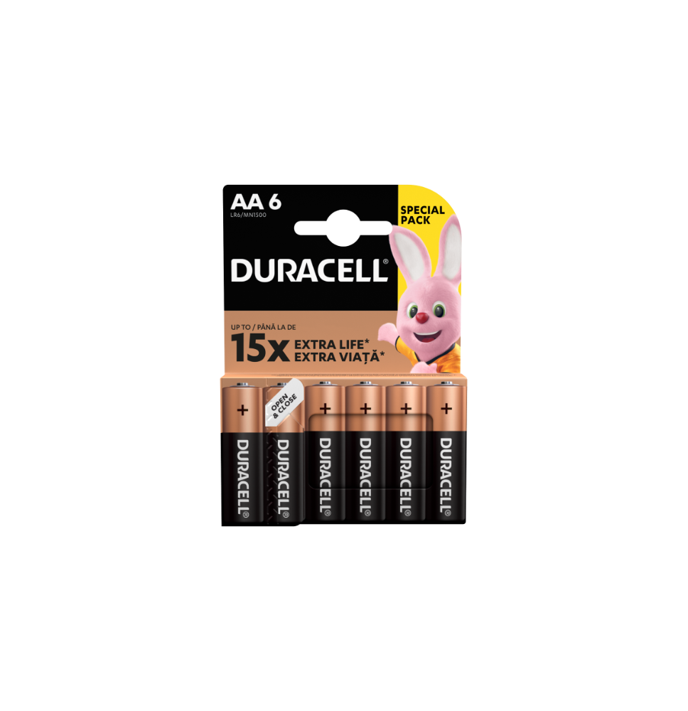 Baterijos DURACELL AA, LR6, 6vnt