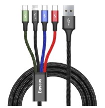 Baseus Fast USB Cable 4in1 - USB-A to 2x USB-C/Lightning/MicroB, 1.2m 3,5A - Black