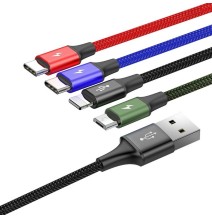 Baseus Fast USB Cable 4in1 - USB-A to 2x USB-C/Lightning/MicroB, 1.2m 3,5A - Black