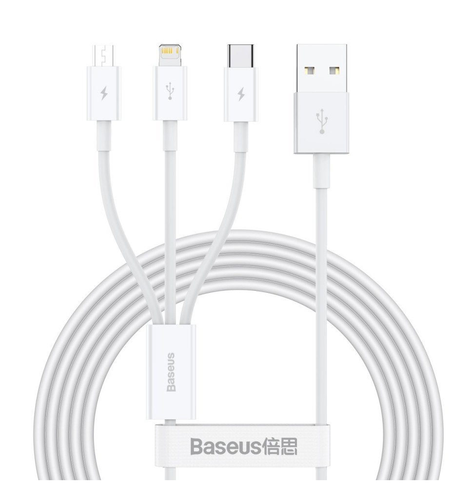 Baseus Lightning / USB Type C / Micro USB 3.5 A 1.5 m White