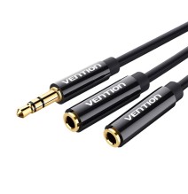 Vention 2x 3.5mm Male to 4-Pole Female 3.5mm Audio Cable 0.3m BBTBY Black