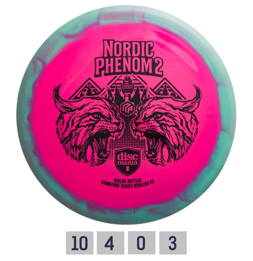 Diskgolfo diskas Distance Driver S-LINE PD NORDIC PHENOM 2 green/pink