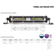 LED Žibintas Bar 27W  12V-24V Spot 186mm