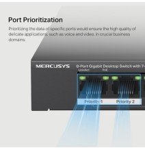 Mercusys MS108GP 8-Port Gigabit Desktop Šakotuvas su 7-Port PoE+