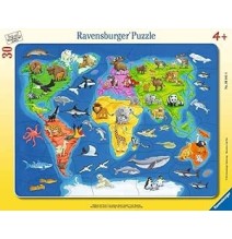 Ecost prekė po grąžinimo Ravensburger vaikų dėlionė 06641 - Pasaulio žemėlapis su gyvūnais - rėmelio