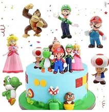 Ecost prekė po grąžinimo OSDUE 18 vnt. Super Mario figūrėlės tortams, gimtadienio dekoracijos, mini