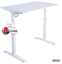 Reguliuojamo aukščio stalas SUN-FLEX®EASYDESK ELITE, elektrinis, vieno variklio, baltas rėmas, 120x60 cm baltas stalviršis