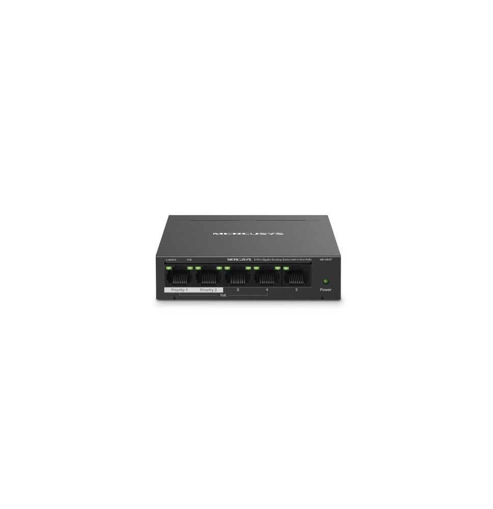 Mercusys MS105GP 5-Port Gigabit Desktop Šakotuvas su 4-Port PoE+