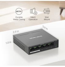 Mercusys MS105GP 5-Port Gigabit Desktop Šakotuvas su 4-Port PoE+