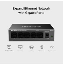 Mercusys MS105GS 5-Port Gigabit Desktop Šakotuvas